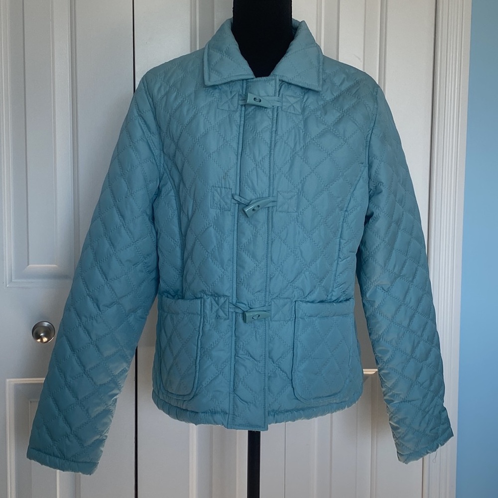 Momentum Performance Outfitters Light Blue Large Quilted Zip Up Jacket Coat